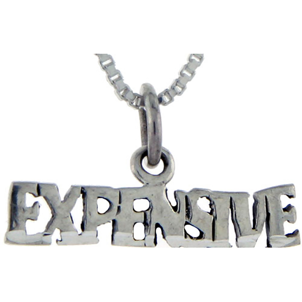 Sterling Silver Expensive Word Pendant, 1 inch wide