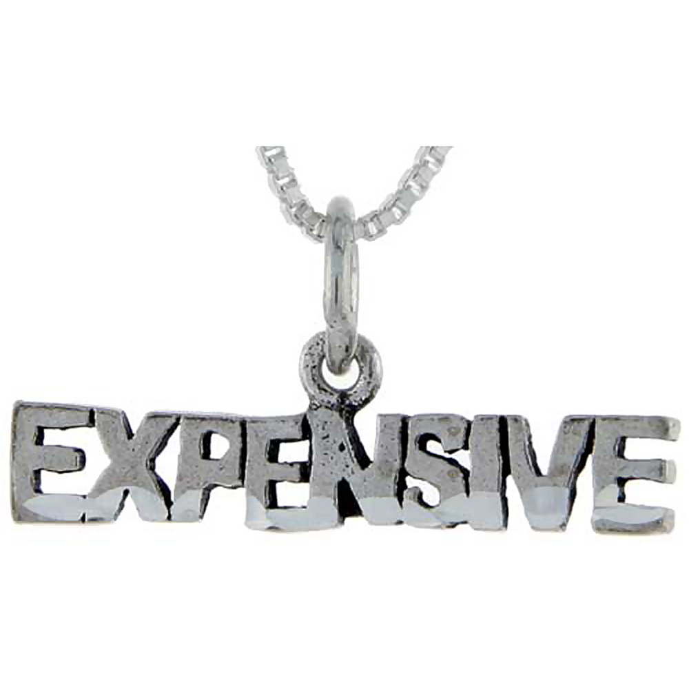 Sterling Silver Expensive Word Pendant, 1 inch wide