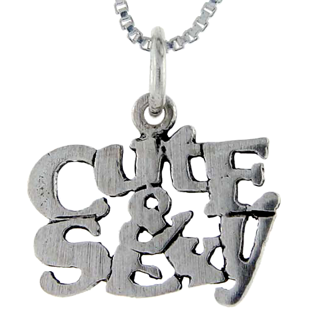 Sterling Silver Cute and Sexy Word Pendant, 1 inch wide