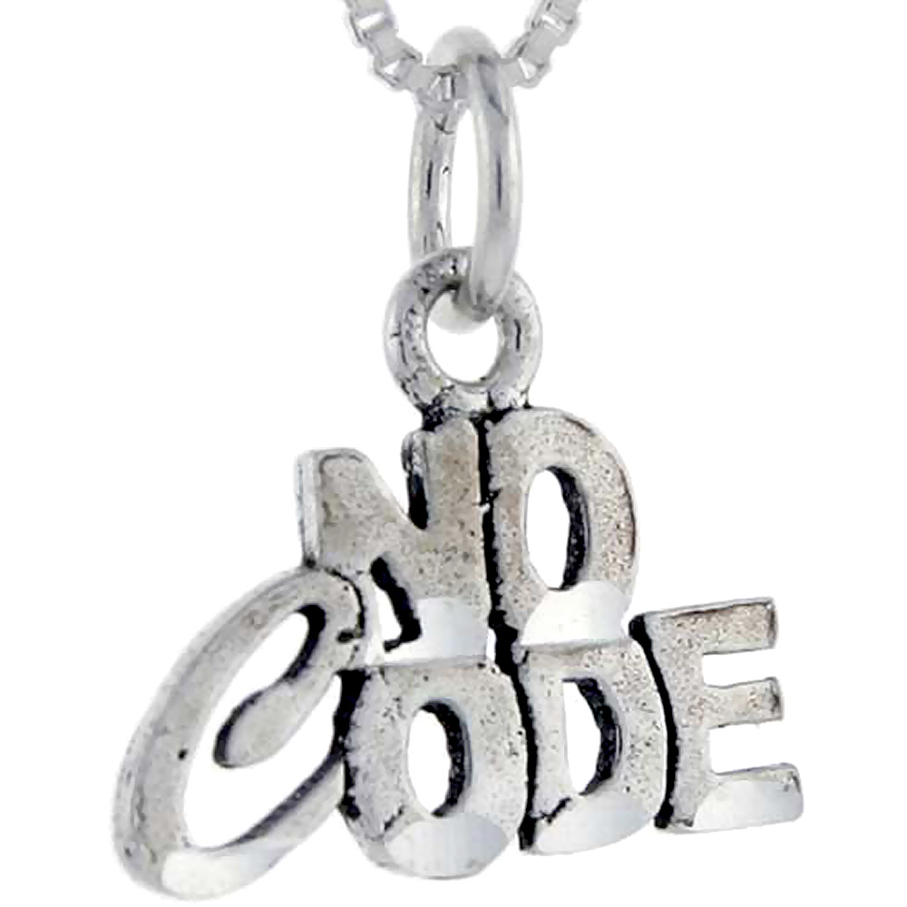 Sterling Silver No Code Word Pendant, 1 inch wide