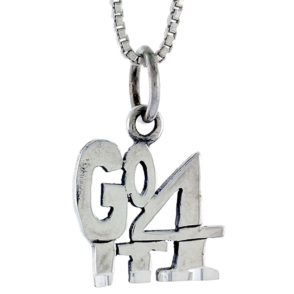 Sterling Silver Go For It Word Pendant, 1 inch wide