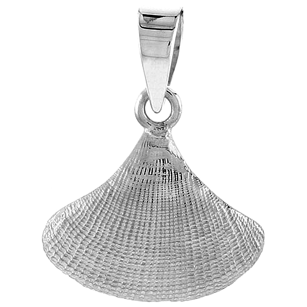 Sterling Silver Clam Shell Pendant Flawless Quality, 1/2 inch wide