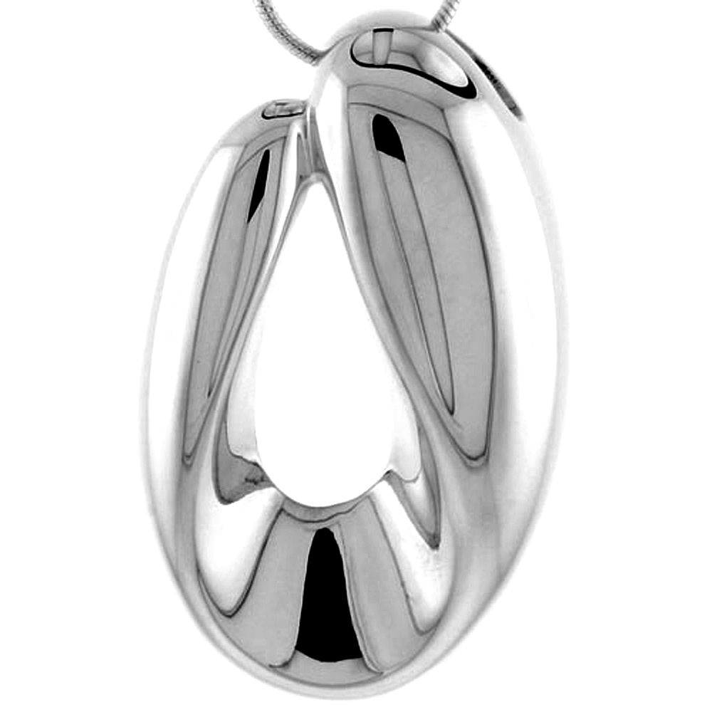 Sterling Silver Oval Pendant / Slide,1 3/8 inch wide