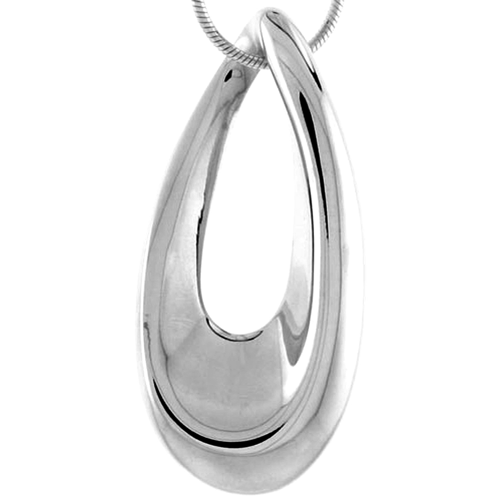 Sterling Silver Teardrop style Pendant / Slide, 1 5/16 inch wide