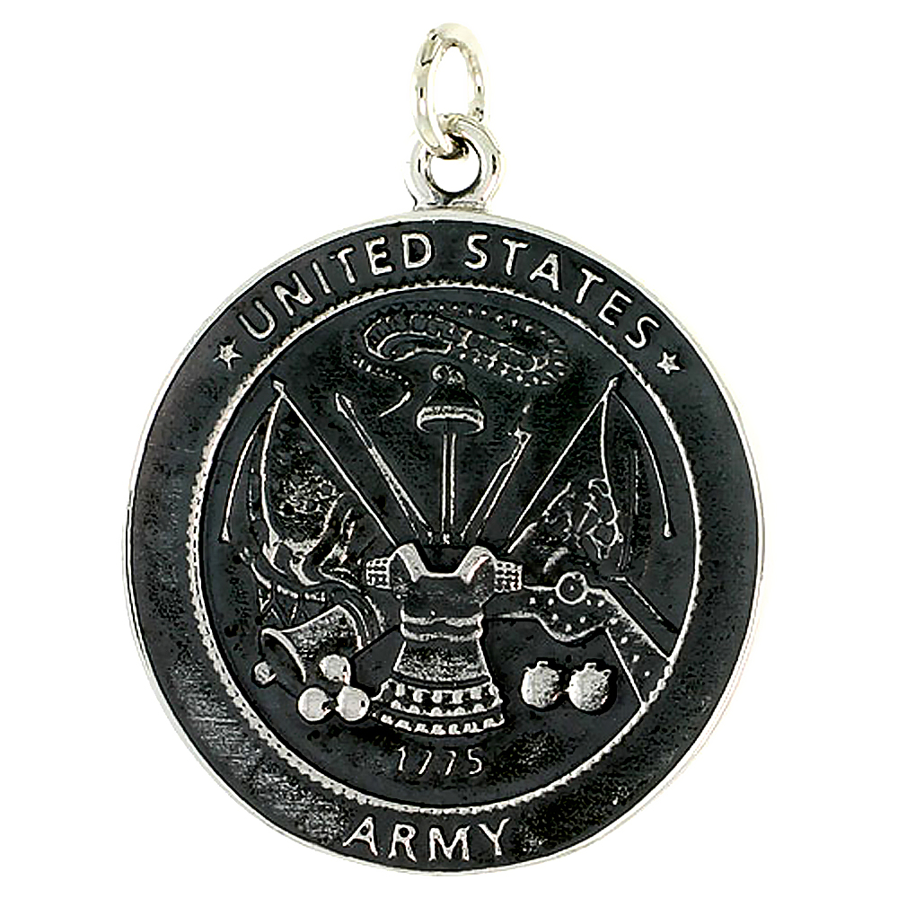 Sterling Silver U.S. Army Medal Pendant, 1 5/16&quot; (33 mm) tall
