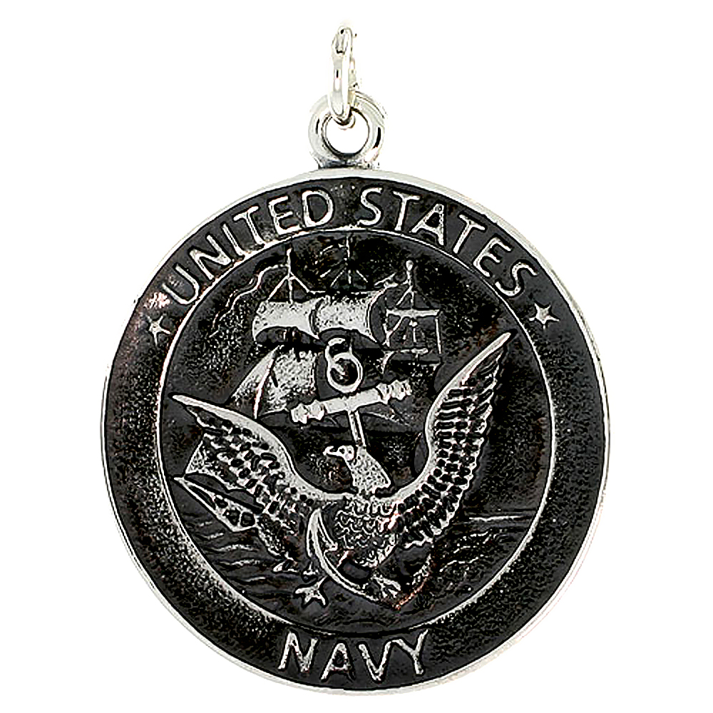 Sterling Silver U.S. Navy Medal, 1 1/4" (32 mm) tall