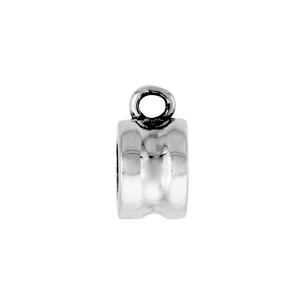 Sterling Silver Add A Charm Bead for Charm Bracelets fits 3mm Snake Chain Bracelets Concaved Surface Polished finish