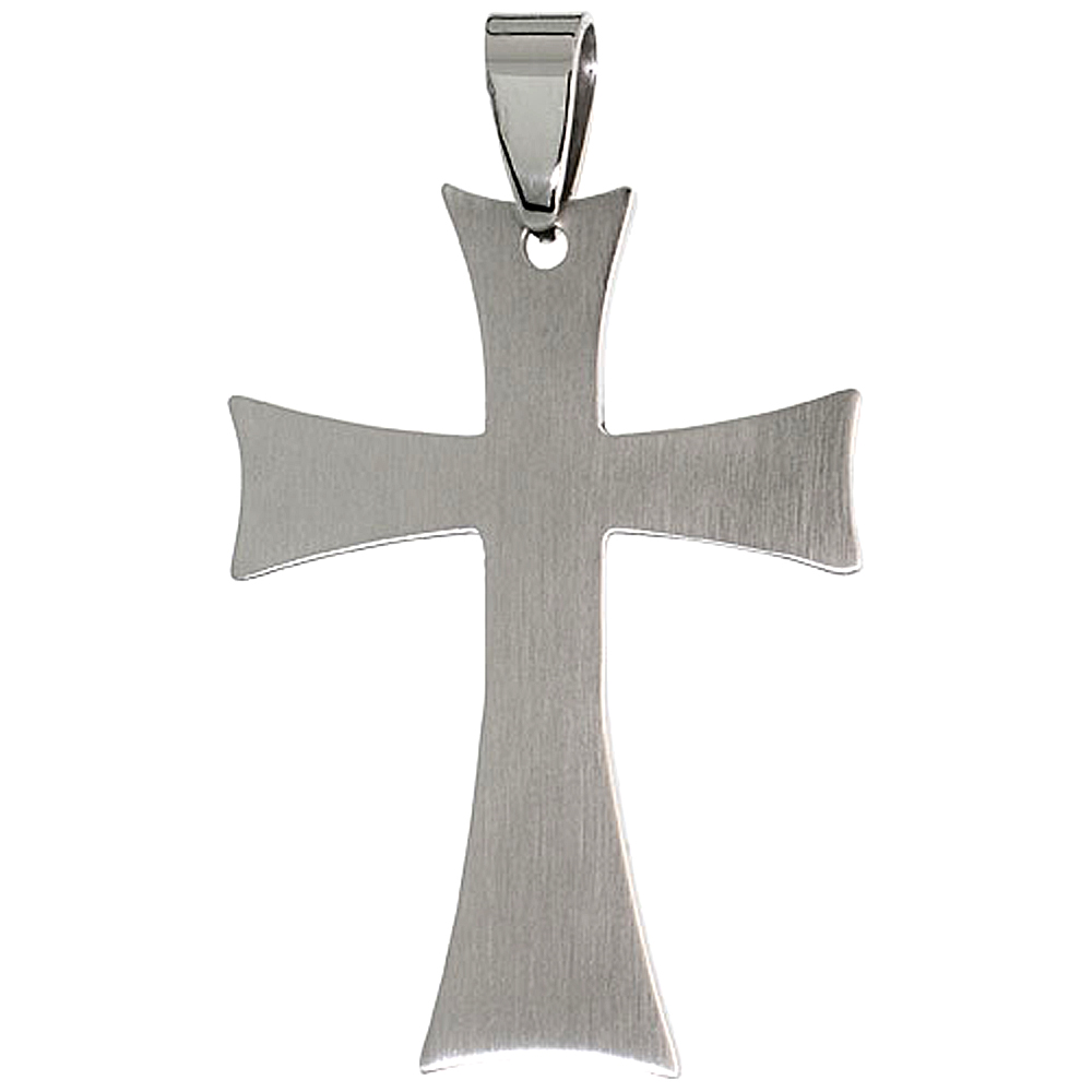 Stainless Steel Cross Necklace 1 1/2 inch tall, w/ 30 inch Chain