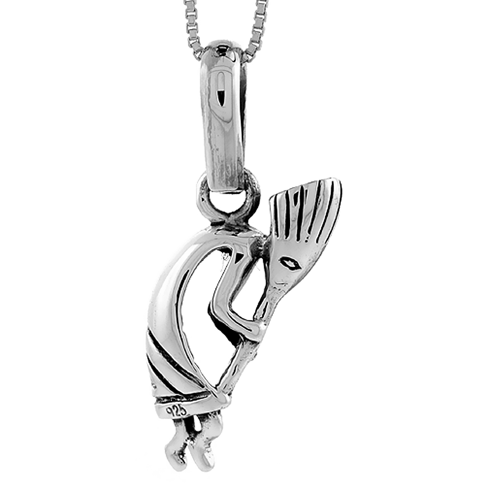 Sterling Silver Small Kokopelli Pendant Handmade 1 1/16 inch tall