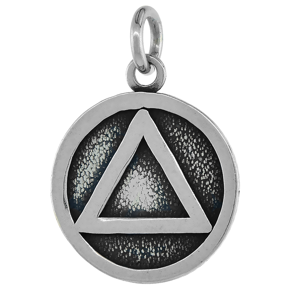 Sterling Silver Sobriety Symbol Recovery Pendant, 3/4 in. (19 mm) tall