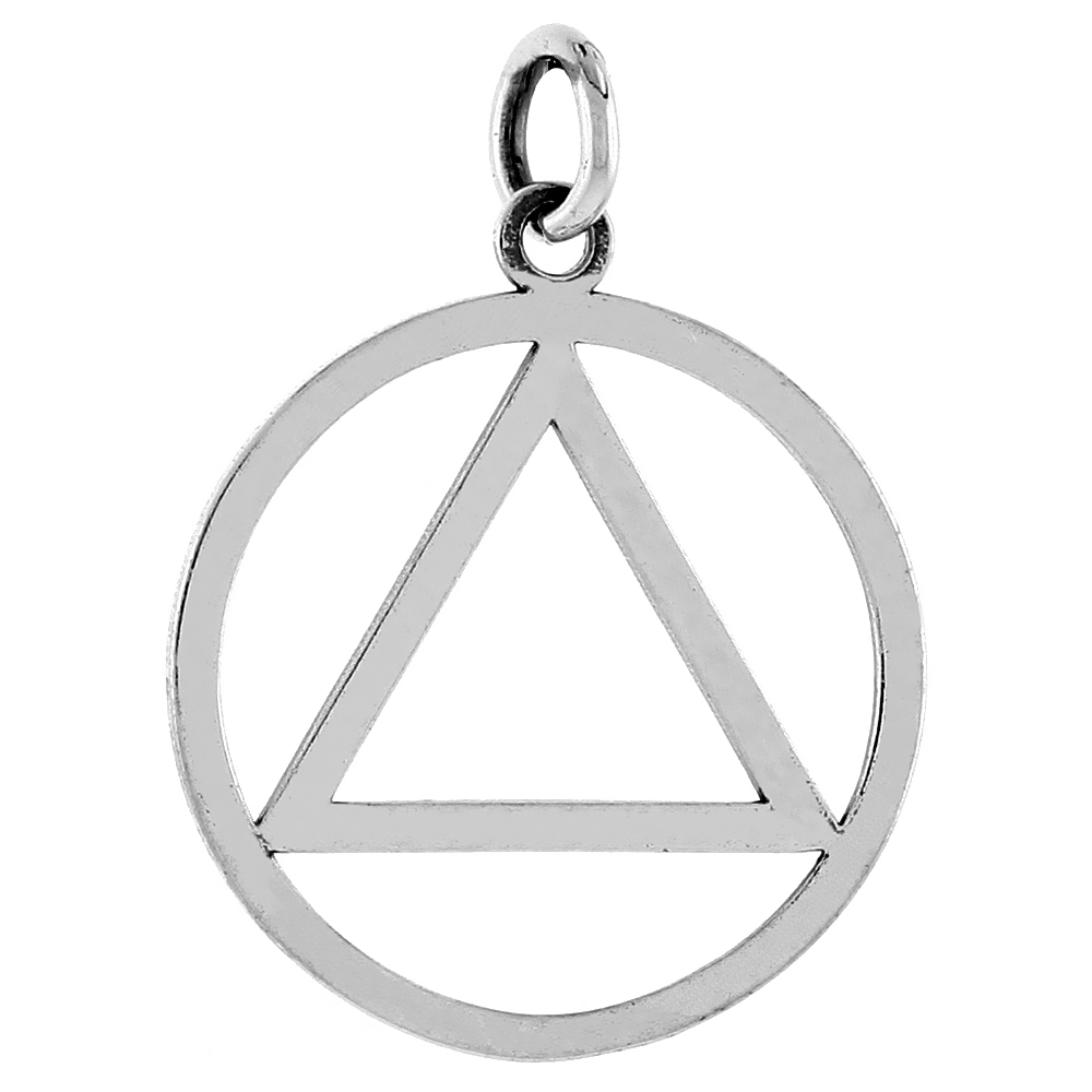 Sterling Silver Sobriety Symbol Recovery Pendant, 1 in. (25 mm) tall
