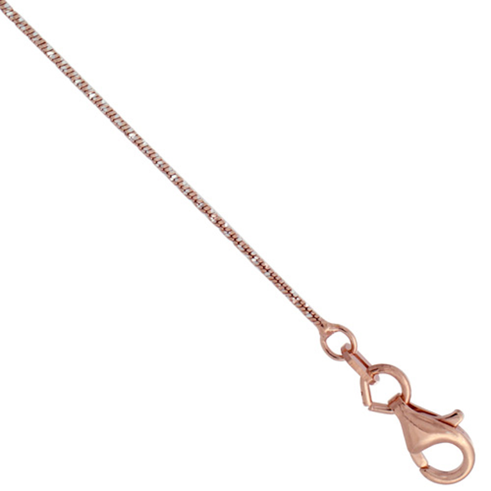 Sterling Silver Sparkle Snake Chain Necklaces & Bracelets fine 0.85mm Rose Gold Finish, 16 & 18 inch