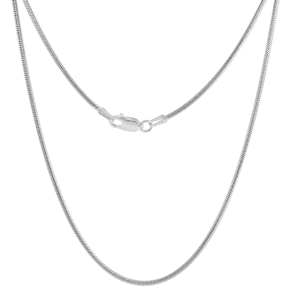 Sterling Silver Snake Chain Necklaces &amp; Bracelets 1.5mm Nickel Free Italy, Sizes 7 - 30 inch