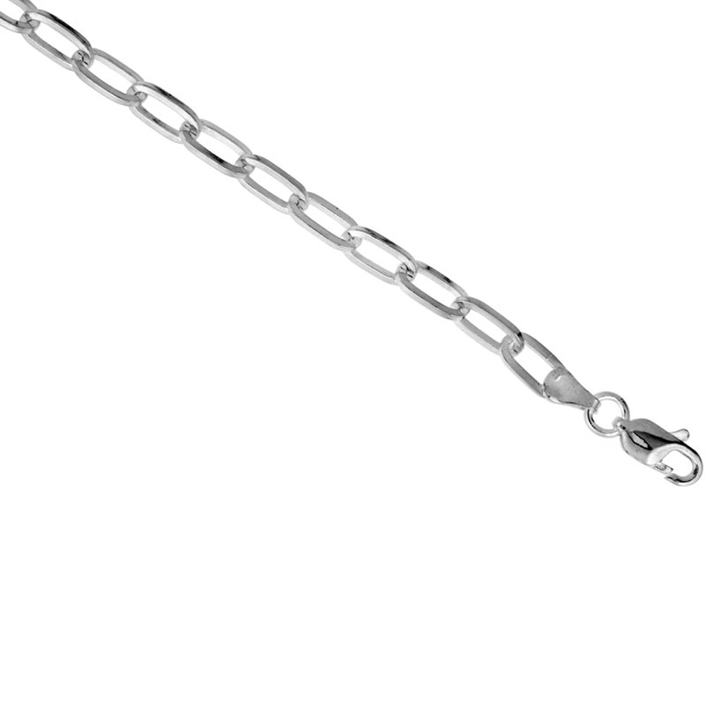 Sterling Silver 5.5mm Square Wire Cable Link Paper Clip Chain Necklace for Men Nickel Free Italy sizes 7 - 30 inch