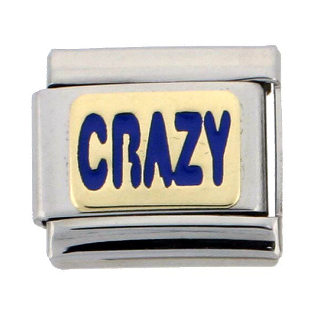 Stainless Steel 18k Gold Crazy Charm for Italian Charm Bracelets