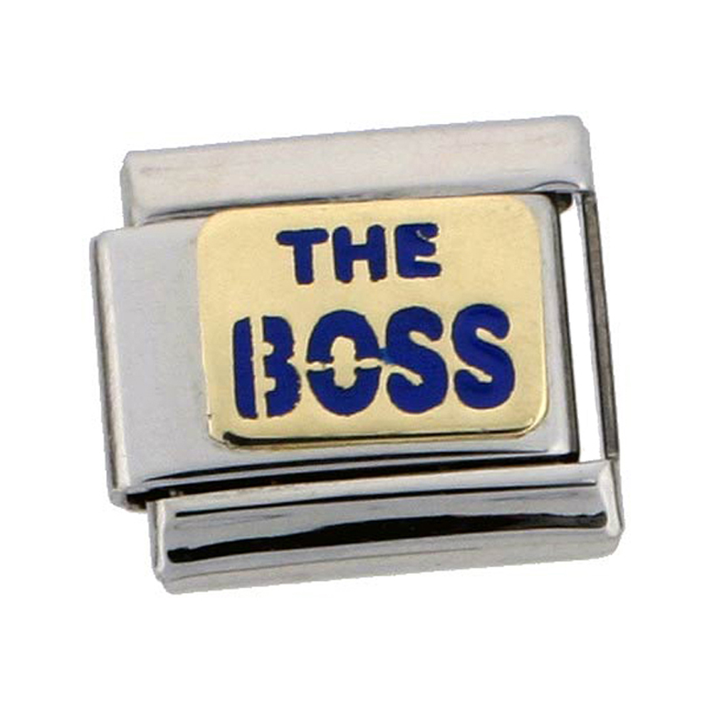 Stainless Steel 18k Gold The Boss Charm for Italian Charm Bracelets