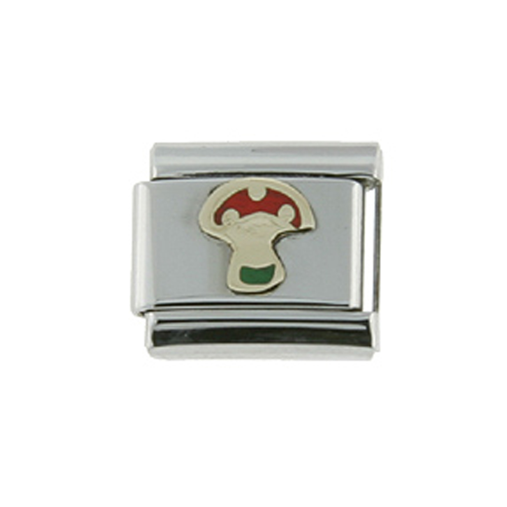 Stainless Steel 18k Gold Mushroom Charm for Italian Charm Bracelets