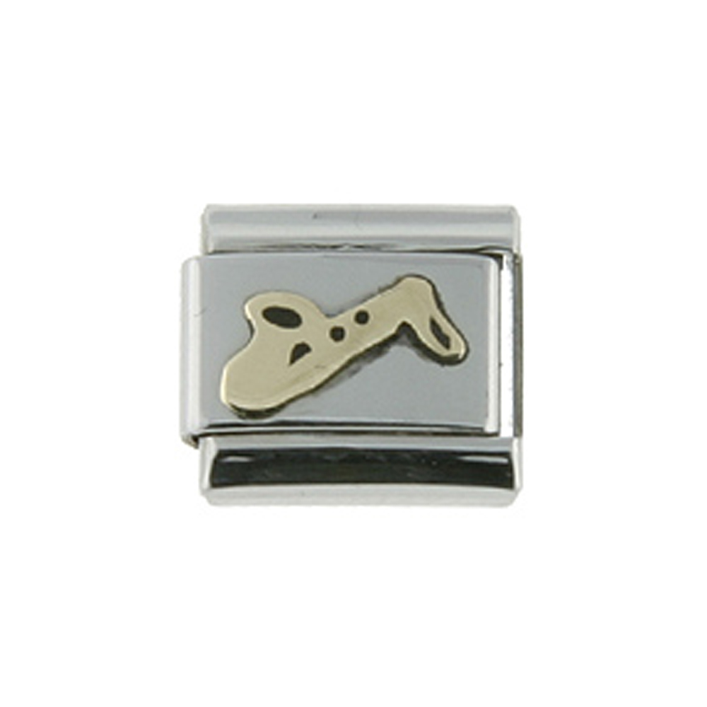 Stainless Steel 18k Gold Saxophone Charm for Italian Charm Bracelets