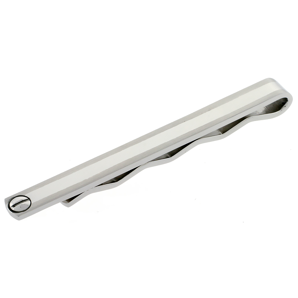 Stainless Steel Tie Clip w/ Screw-heads, 2 1/2 inch (65 mm) long