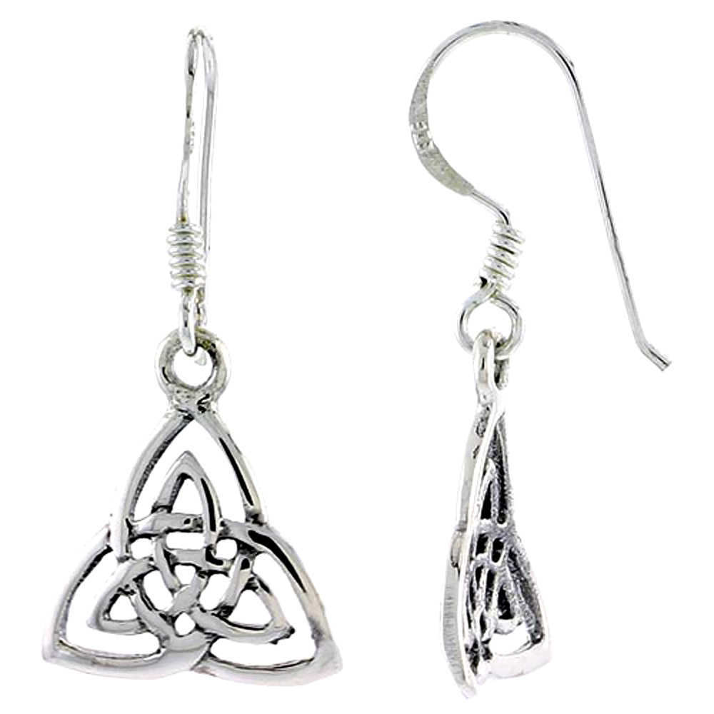 Sterling Silver Celtic Triquetra Trinity Knot Earrings, 5/8 inch long