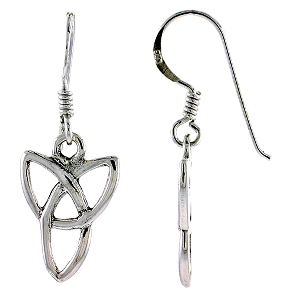 Sterling Silver Celtic Triquetra Trinity Knot Earrings, 5/8 inch long