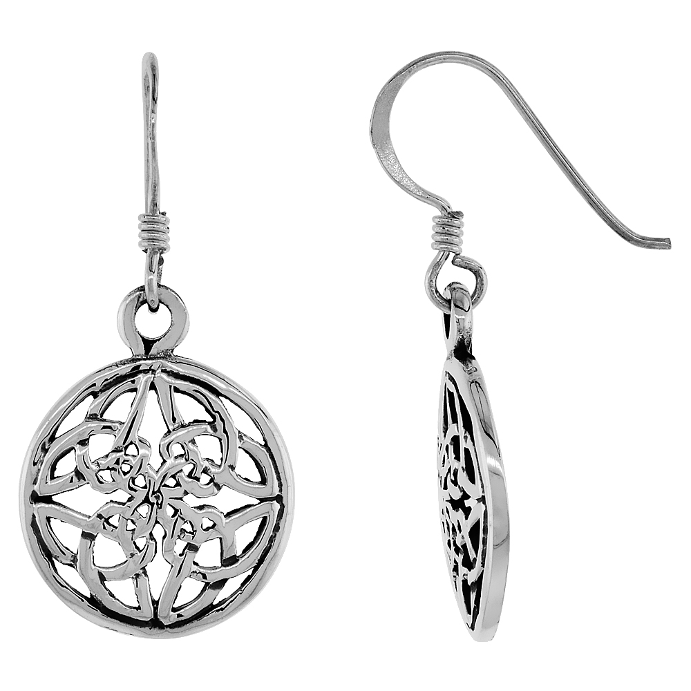 Sterling Silver Celtic Knot Earrings, 3/4 inch long