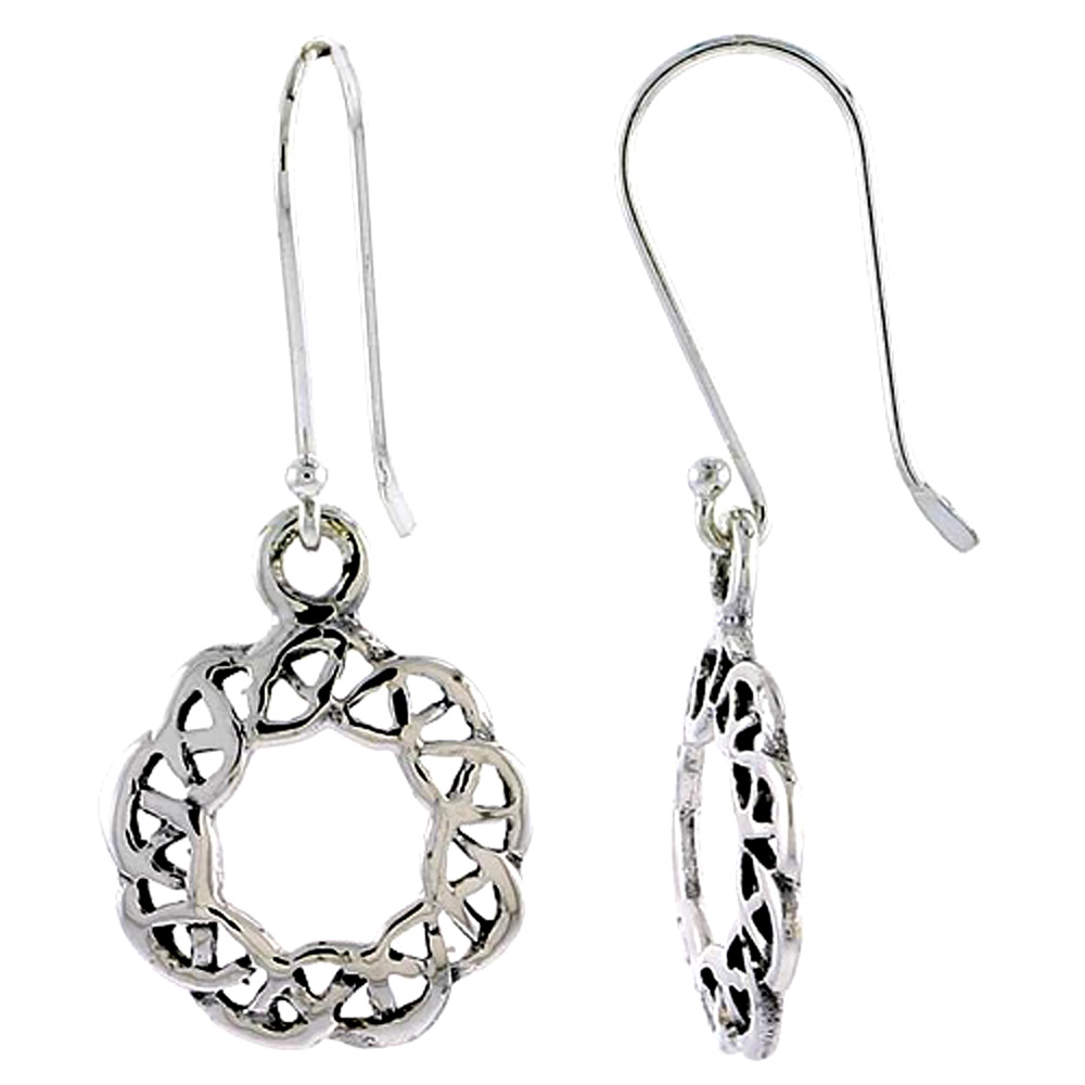 Sterling Silver Celtic Circular Knot Earrings, 5/8 inch long