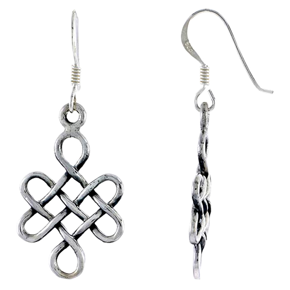 Sterling Silver Celtic Shield Knot Earrings,1 inch long