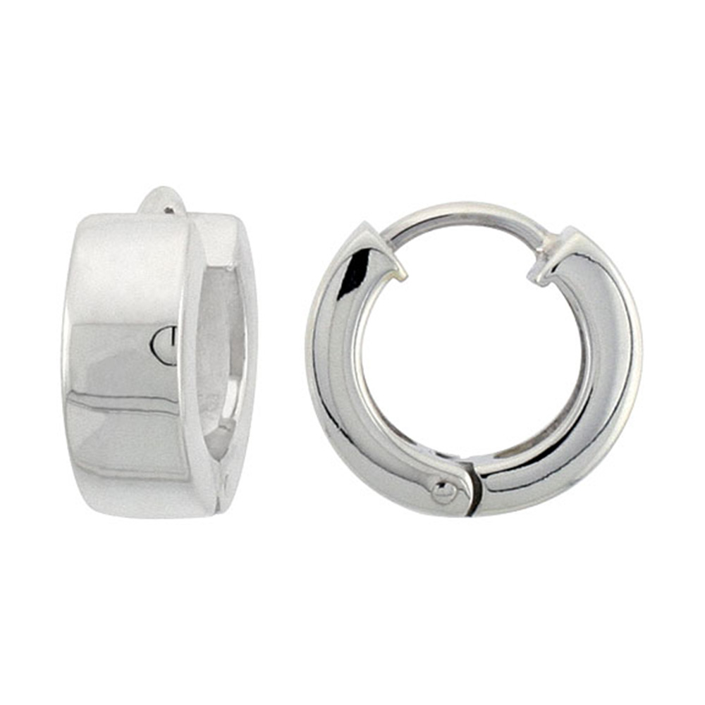 Sterling Silver Huggie Earrings Round Shape Flawless Finish, 1/2 inch