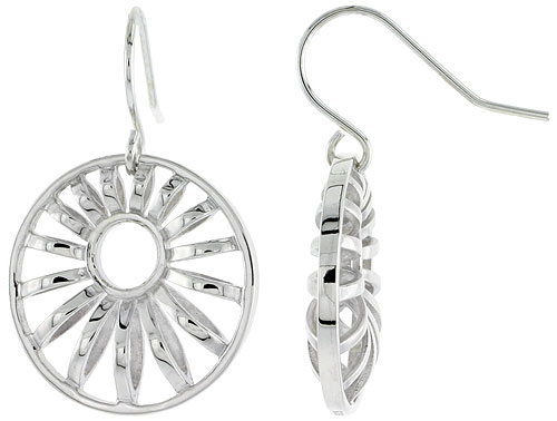 Sterling Silver Round Hook Earrings, 3/4 inch long