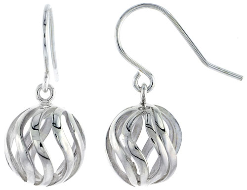 Sterling Silver Ball Hook Earrings, 1/2 inch long