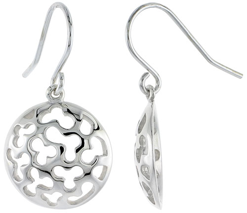 Sterling Silver Round Hook Earrings, 3/4