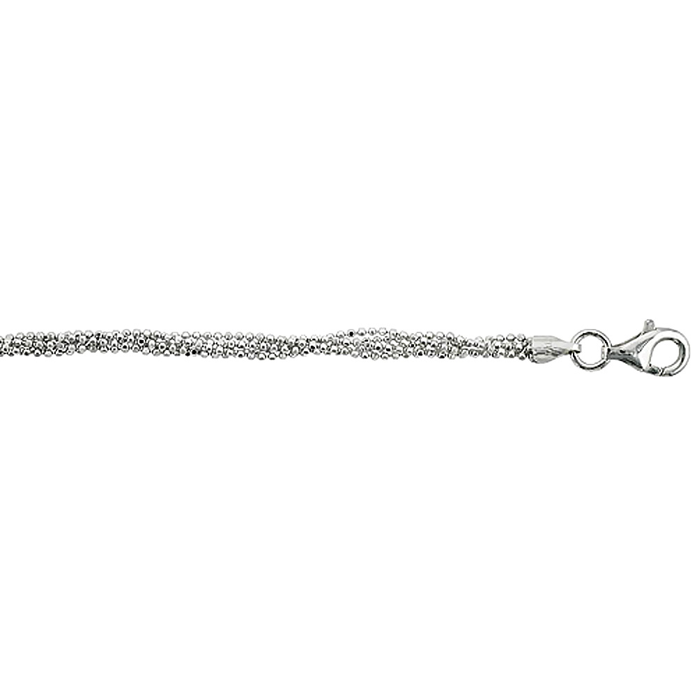 Sterling Silver 5 Strand Faceted Pallini Bead Ball Chain Necklace 1.2mm Nickel Free Italy, 7-18 inch