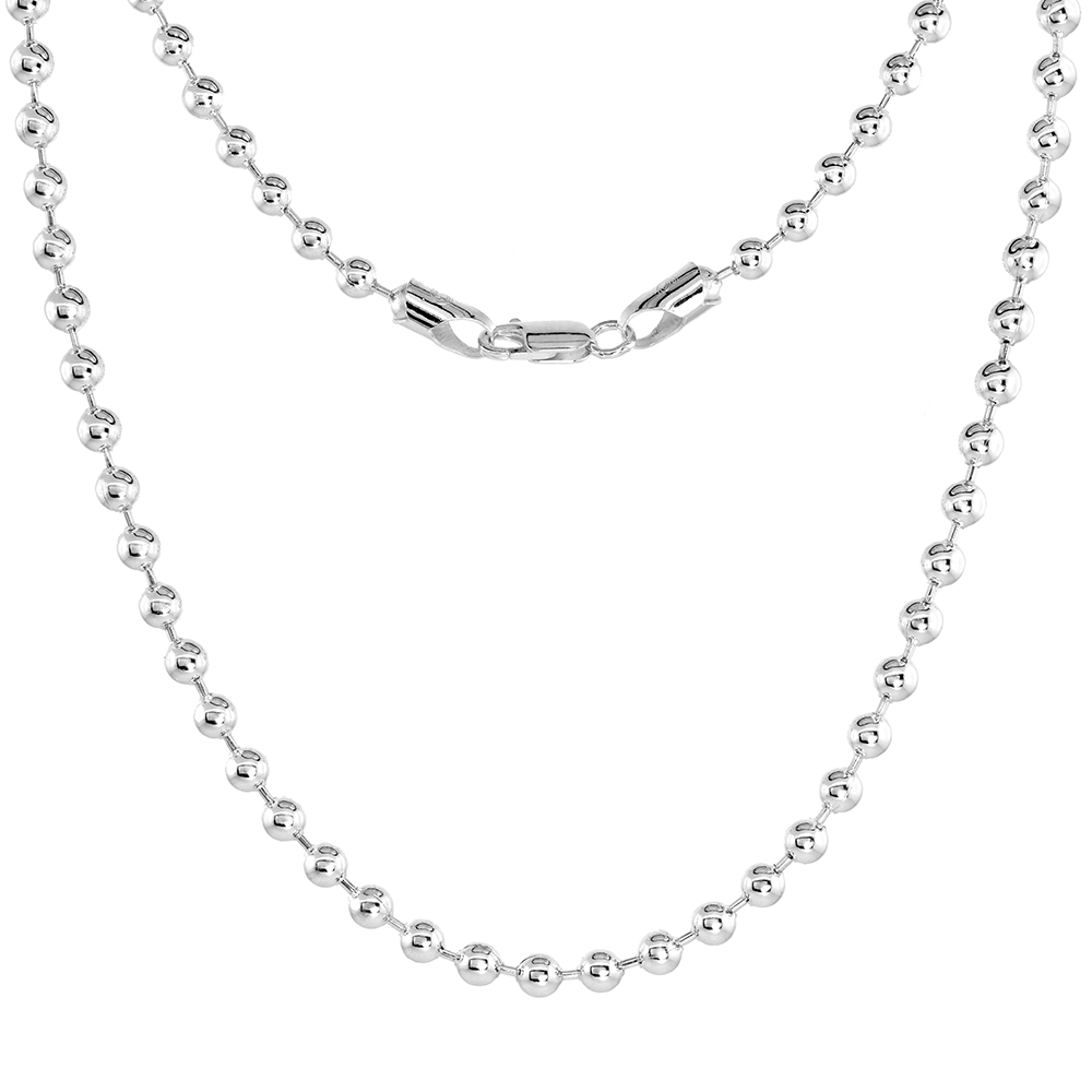Sterling Silver Pallini Bead Ball Chain Necklaces & Bracelets 1.5mm Thin Nickel Free Italy, 7-30 inch