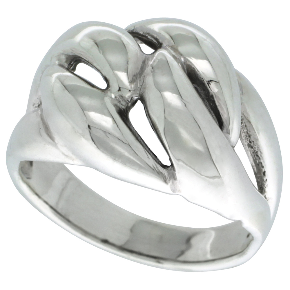 Sterling Silver Domed Love Knot Ring 5/8 inch wide, sizes 5 - 14