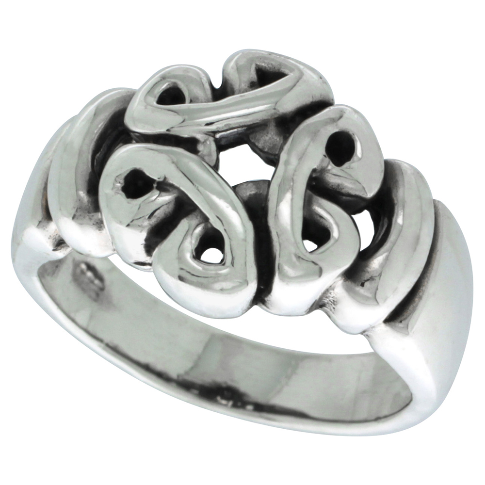 Sterling Silver Celtic Knot Ring 7/16 inch wide, sizes 5 - 13