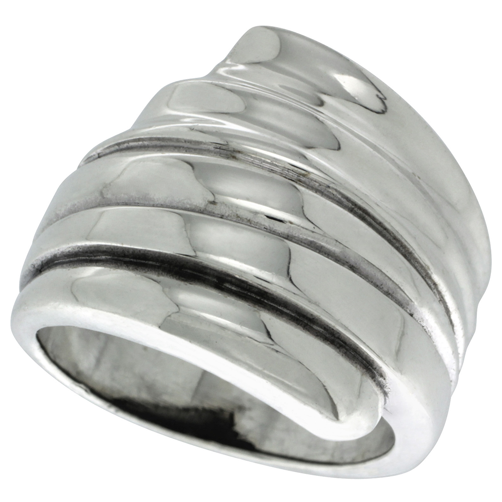 Sterling Silver Bypass Ring 3/4 inch, sizes 5 - 14