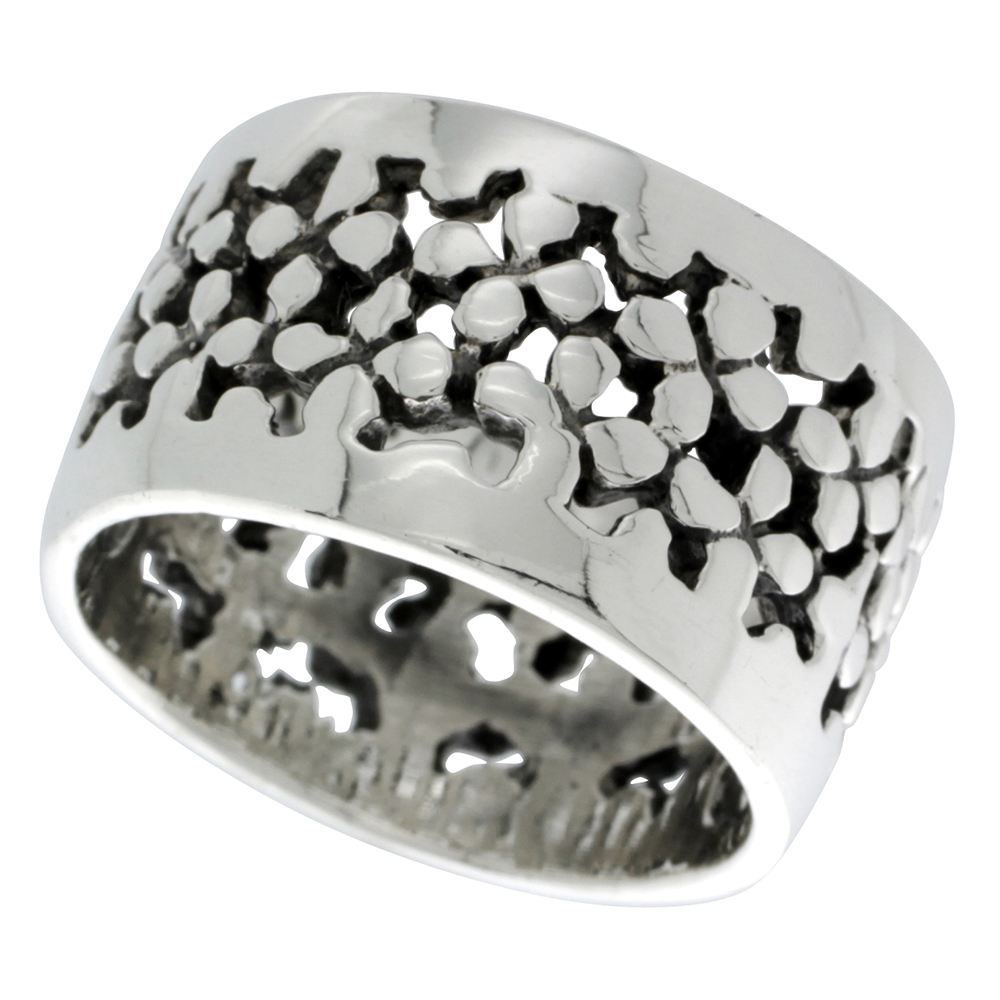 Sterling Silver Pebbles Ring 5/8 inch wide, sizes 6 - 11