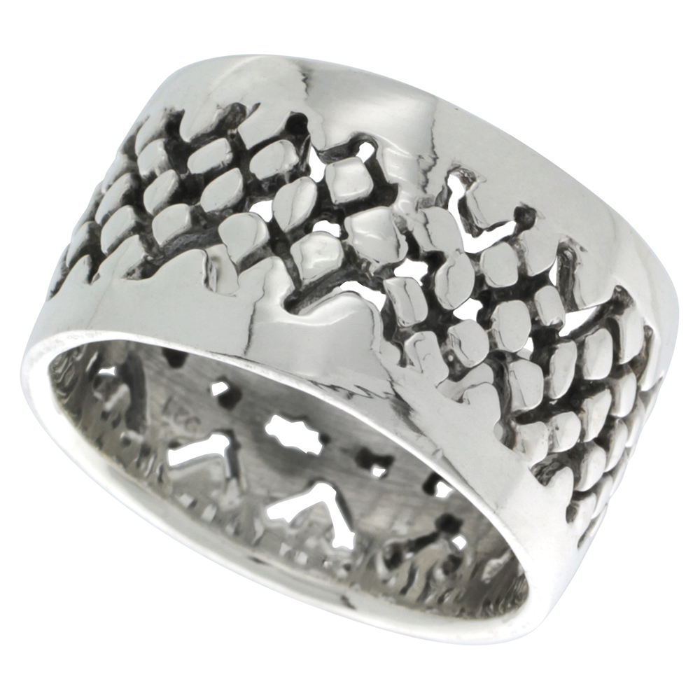Sterling Silver Pebbles Ring 1/2 inch wide, sizes 6 - 12
