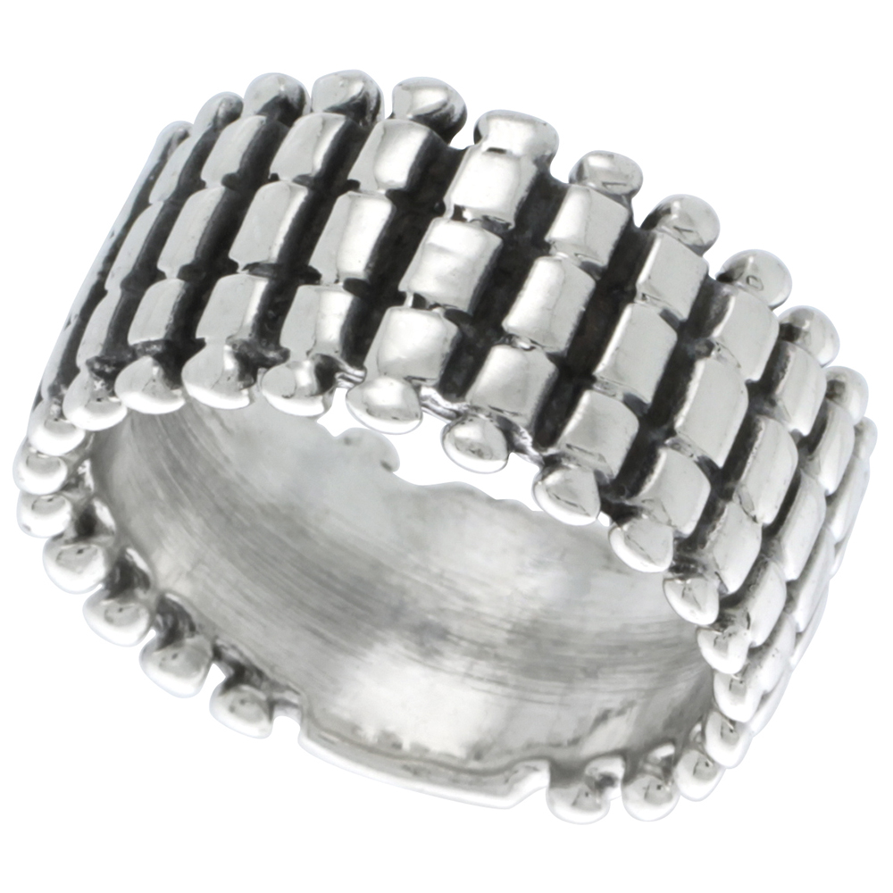 Sterling Silver Beaded Ring 7/16 inch wide, sizes 5 - 11