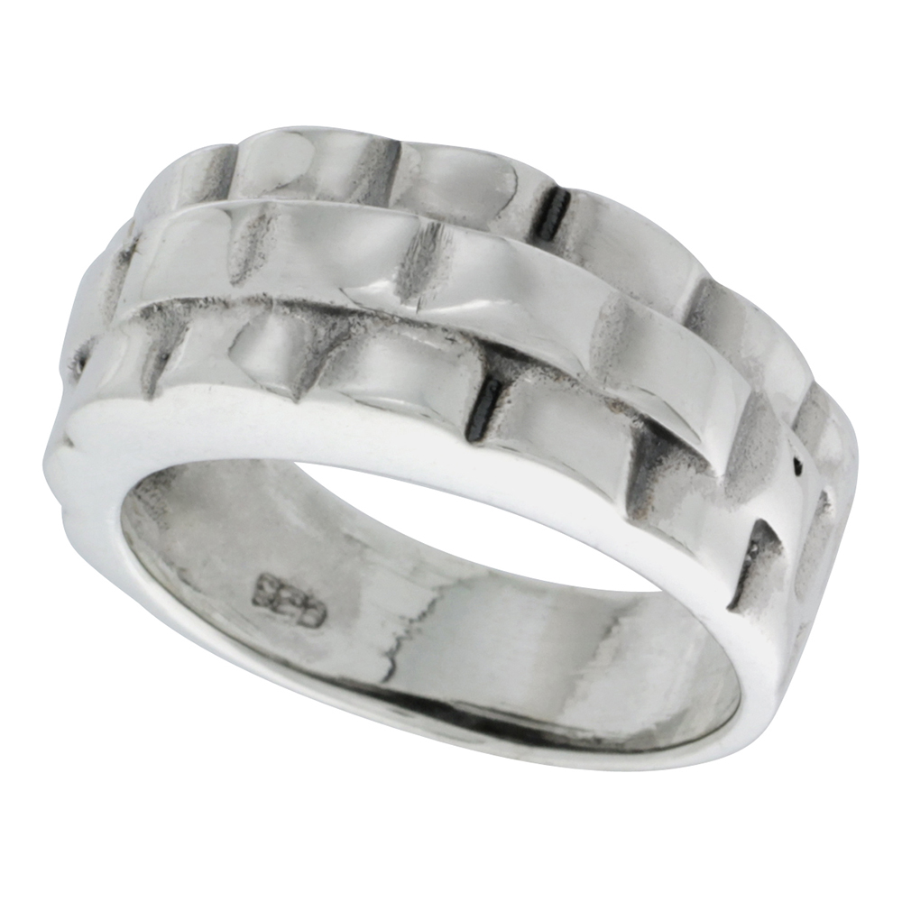 Sterling Silver Basket Weave Ring 3/8 inch wide, sizes 6 - 14