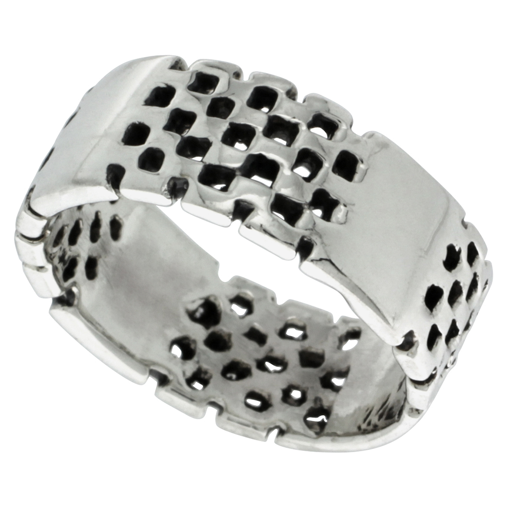 Sterling Silver Checkerboard Ring 5/16 inch wide, sizes 5 - 13