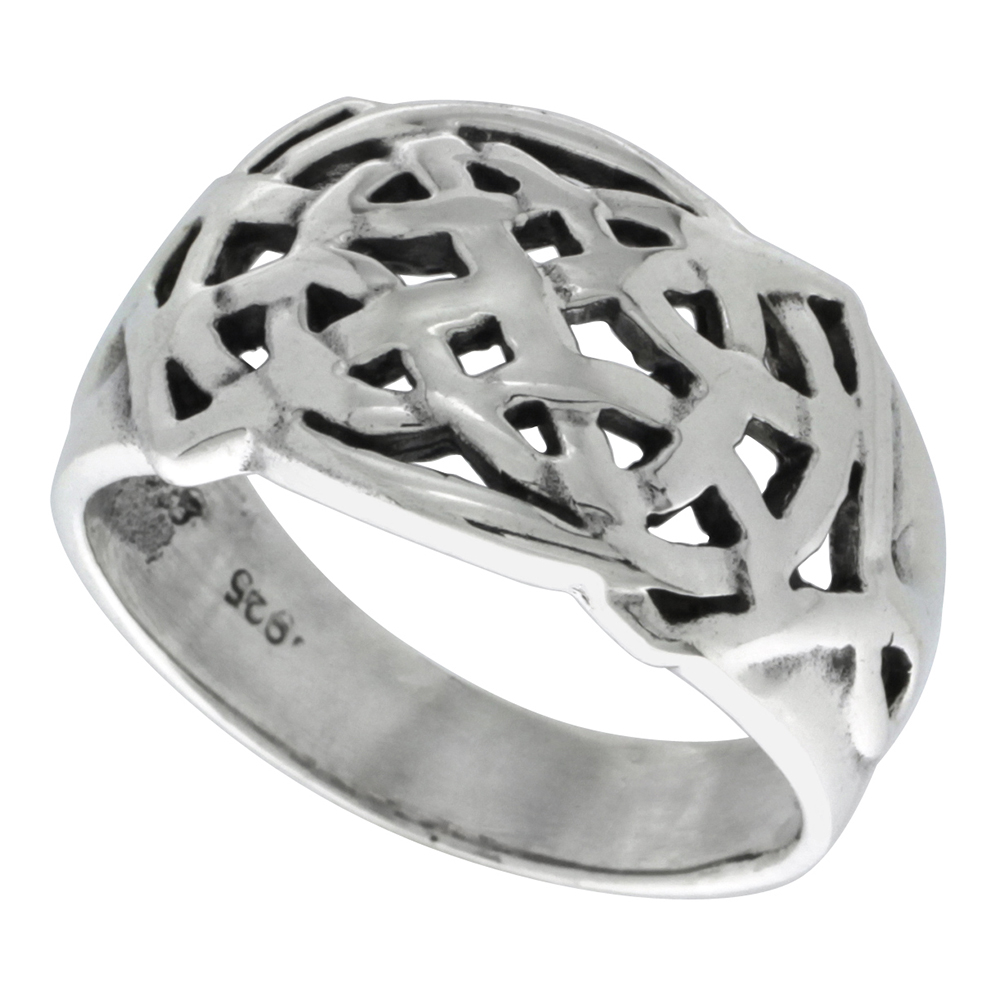Sterling Silver Celtic Knot Ring 1/2 inch wide, sizes 5 - 14