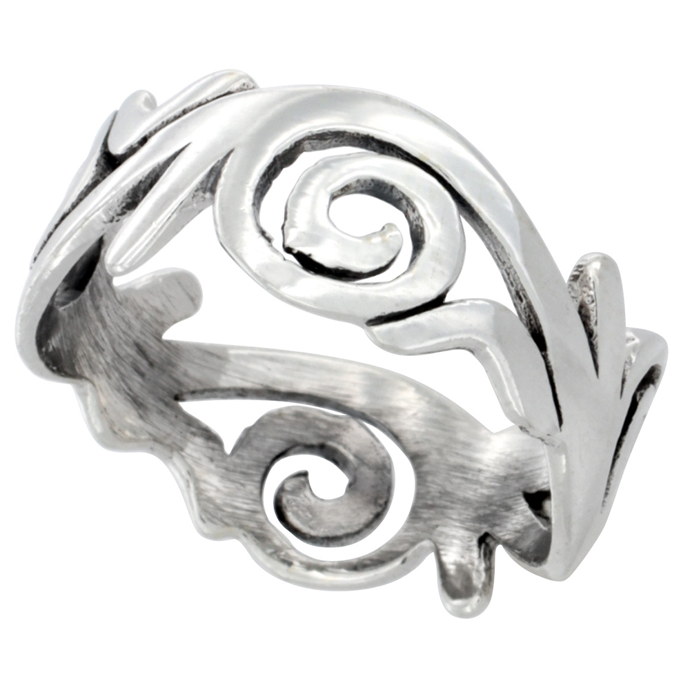 Sterling Silver Swirl Ring 3/8 inch wide, sizes 6 - 11