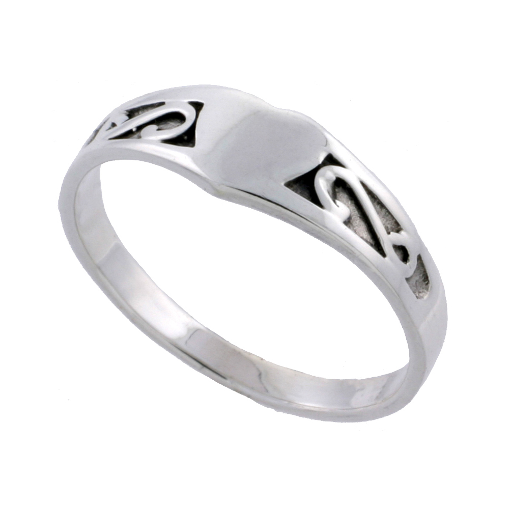 Sterling Silver Celtic Knot Heart Ring 3/16 inch wide, sizes 5 - 11