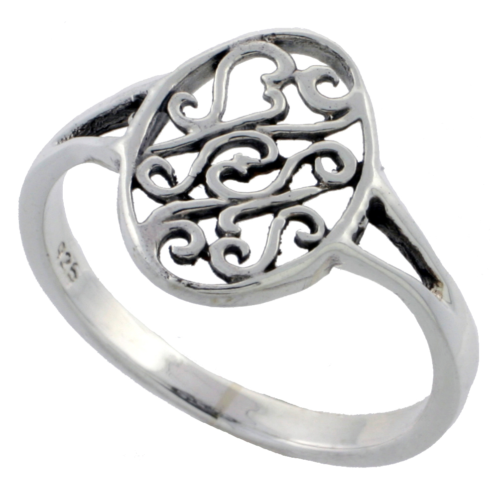Sterling Silver Oval Celtic Ring 1/2 inch wide, sizes 6 - 10