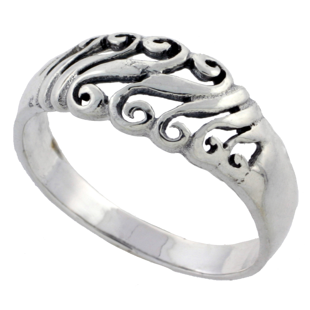 Sterling Silver Swirl Ring 5/16 inch wide, sizes 6 - 10