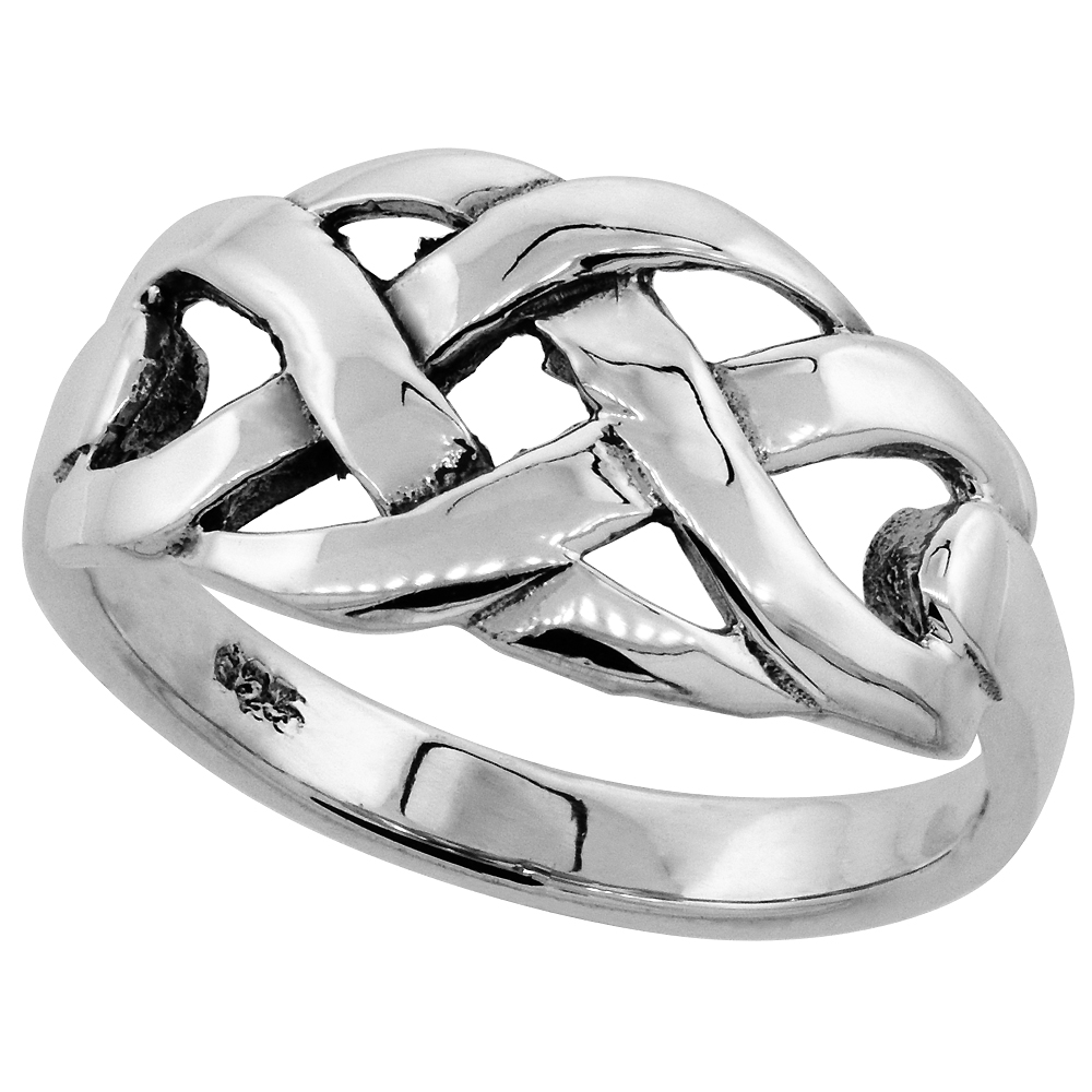 Sterling Silver Woven Braid Ring 3/8 inch wide, sizes 6 - 10