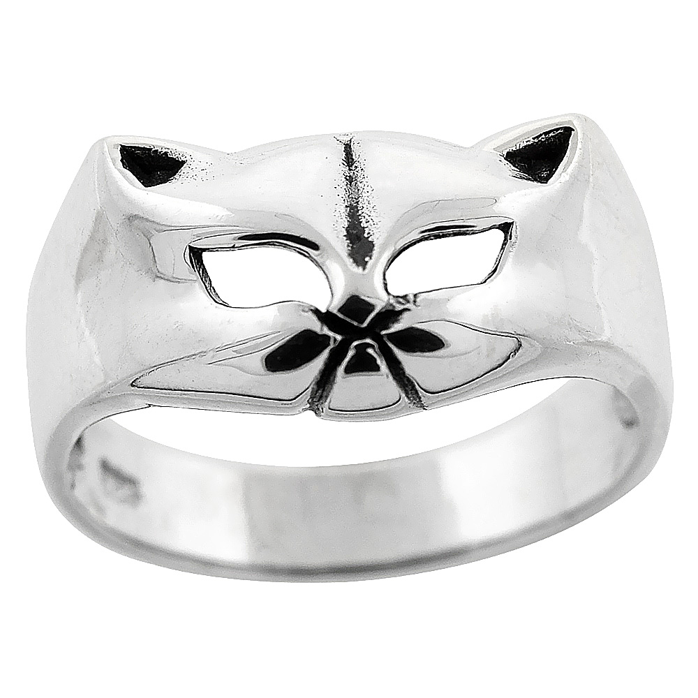 Sterling Silver Cat Ring 7/16 inch wide, sizes 6 - 10