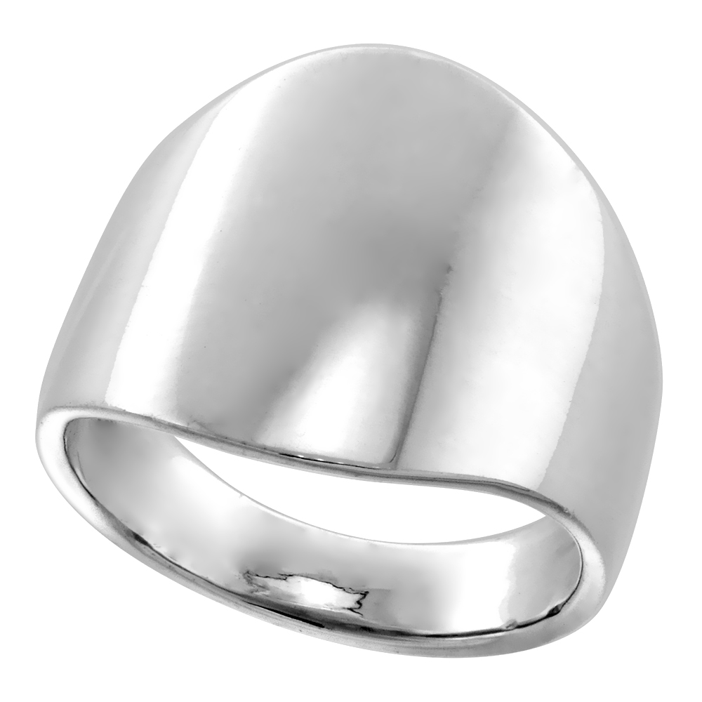 17mm Long Sterling Silver Classic Cigar Band Ring for Women High Polished 3/4 inch sizes 5 to 12
